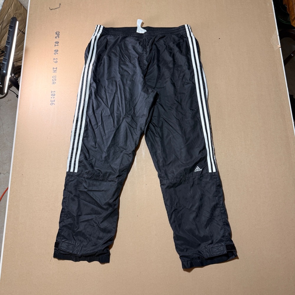 Vintage Adidas Windbreaker Pants Large Black Fair 3 Stripe Track Nylon Men